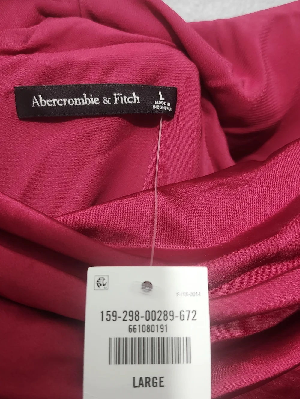 Abercrombie & Fitch Magenta Ruched Cowl Neck Maxi Dress with Side Slit Sz L New